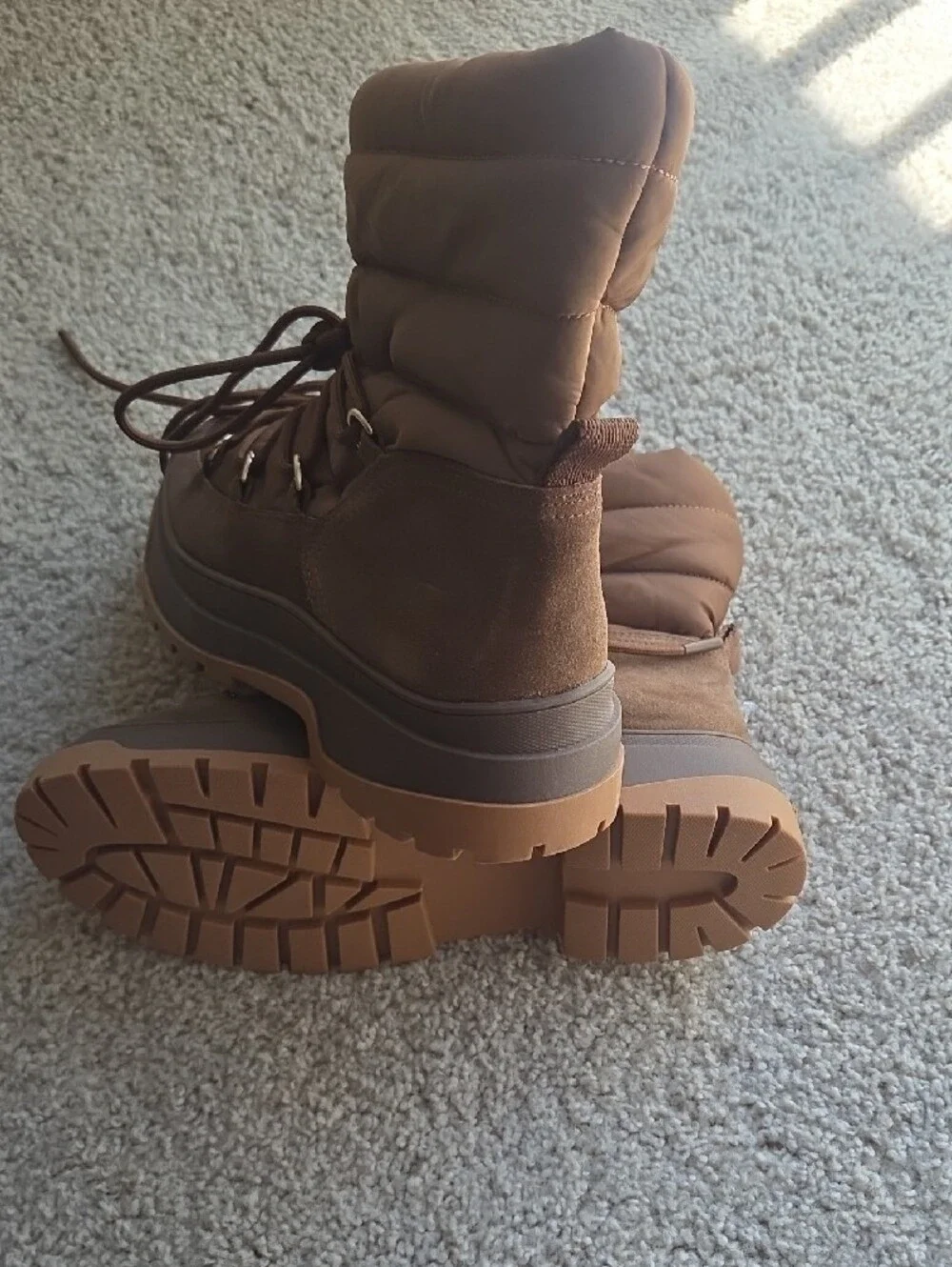 Zara  Brown Puffer Boots